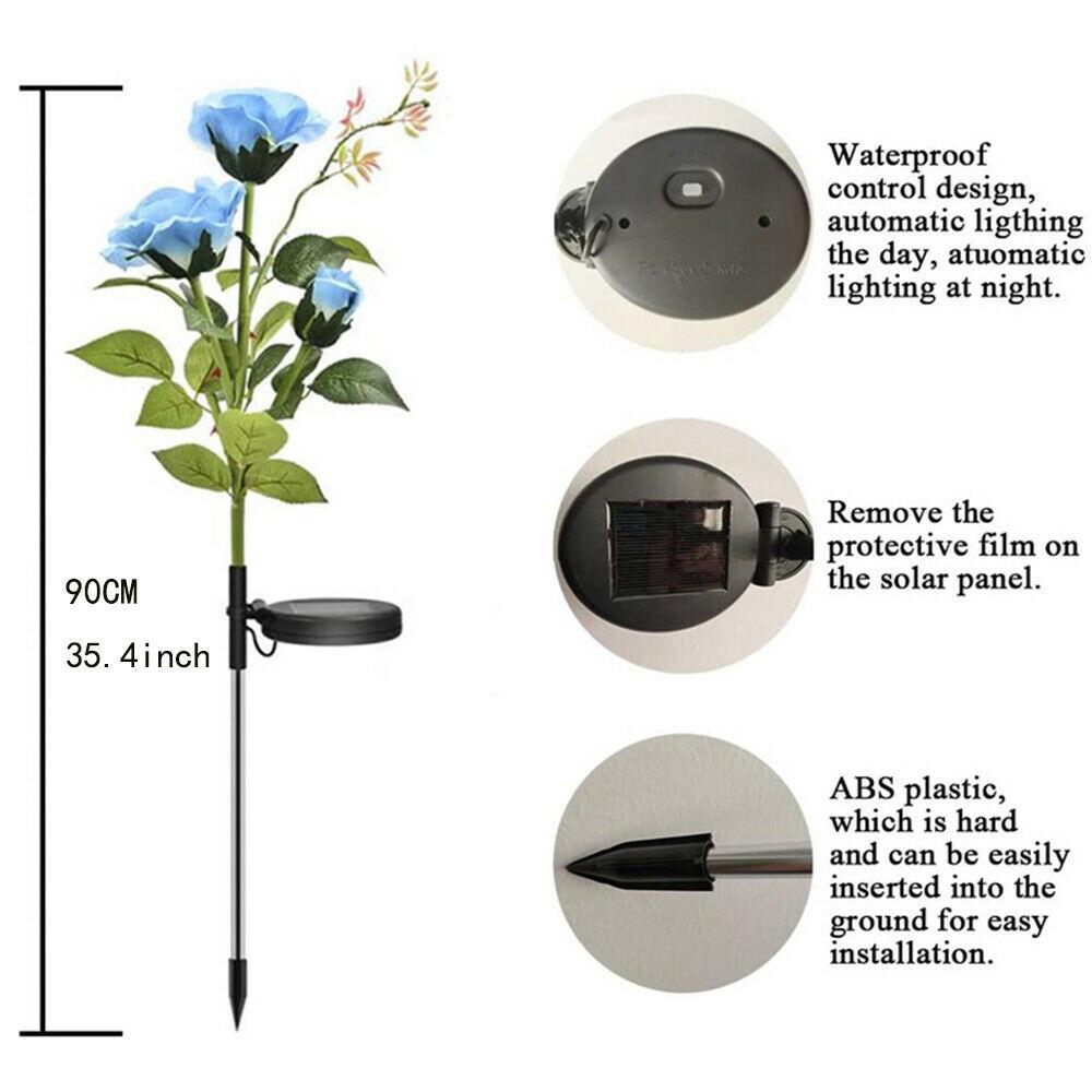 Solar Power Rose Flower Garden Stake Outdoor landscape Lamp Yard LED Light - 362415806287-Quality Home Distribution
