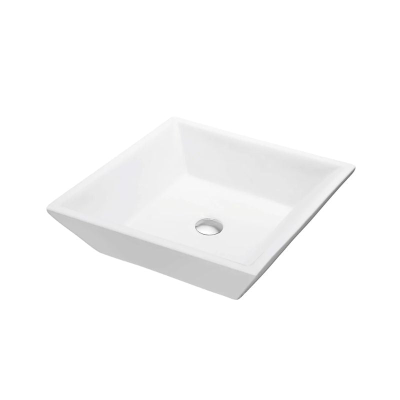 Blossom 16" Square Ceramic Vessel Bathroom Sink – Polished White - Quality Home Distribution