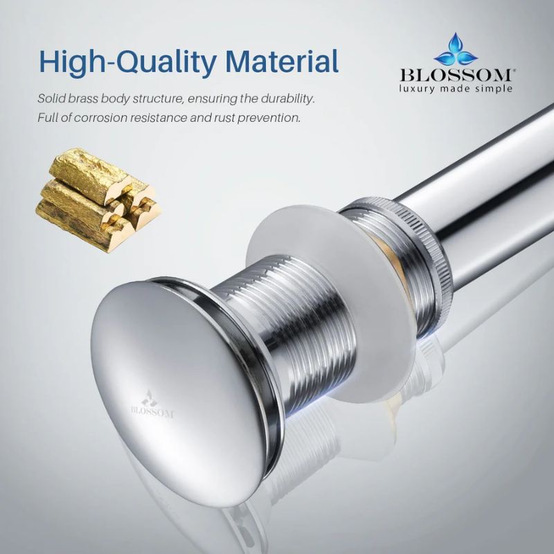 Blossom 1-1/4" Premium Brass Pop-Up Sink Drain without Overflow - Quality Home Distribution
