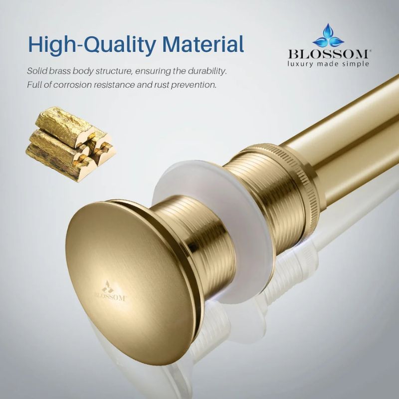 Blossom 1-1/4" Premium Brass Pop-Up Sink Drain without Overflow - Quality Home Distribution