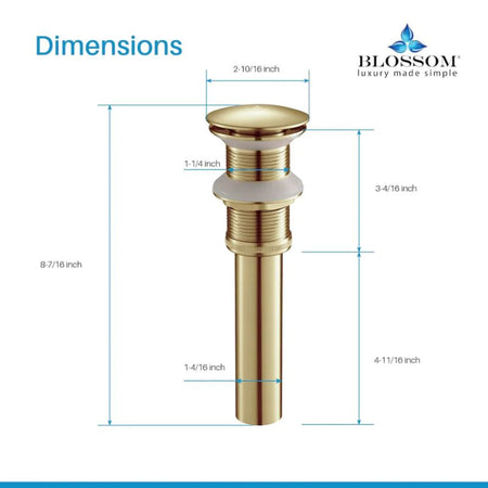 Blossom 1-1/4" Premium Brass Pop-Up Sink Drain without Overflow - Quality Home Distribution