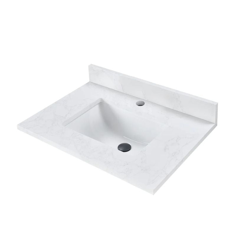 Blossom Artificial Stone Calacatta White Bathroom Countertop with Undermount Sink - Quality Home Distribution