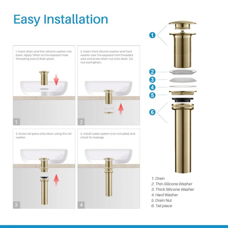 Blossom 1-1/4" Premium Brass Pop-Up Sink Drain without Overflow - Quality Home Distribution