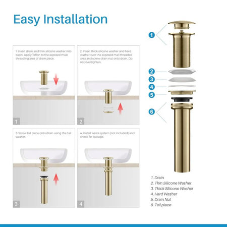 Blossom 1-1/4" Premium Brass Pop-Up Sink Drain without Overflow - Quality Home Distribution