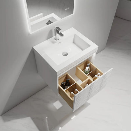 Blossom Voyage 042 Wall-Mounted Floating Vanity with Minimalist Integrated Handle - Quality Home Distribution