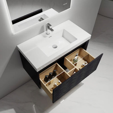 Blossom Voyage 042 Wall-Mounted Floating Vanity with Minimalist Integrated Handle - Quality Home Distribution
