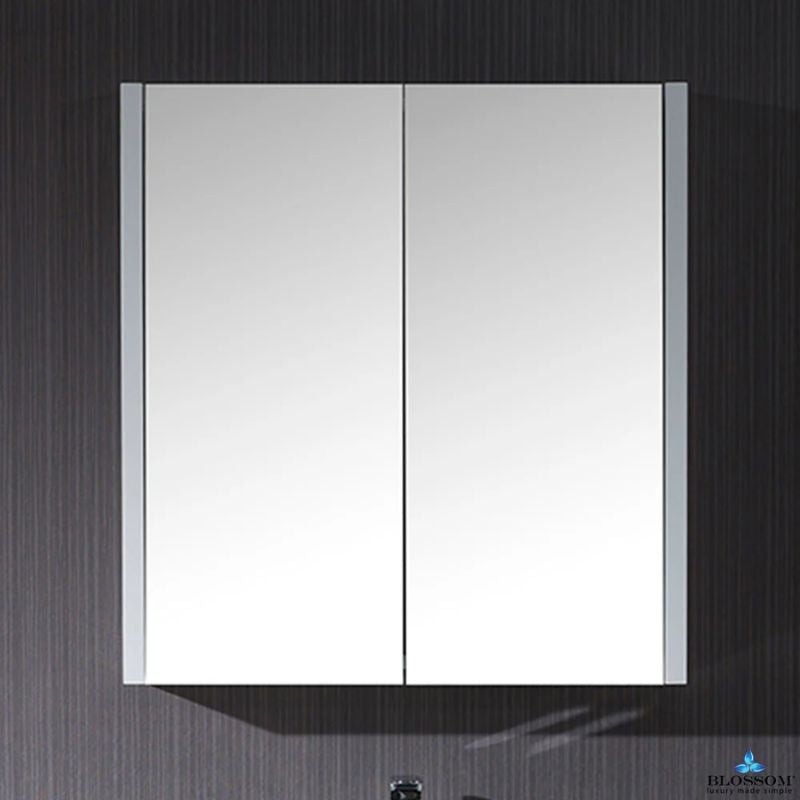 Blossom Monaco 000 Aluminum Medicine Cabinet – Large Double-Door Mirrored Storage - Quality Home Distribution