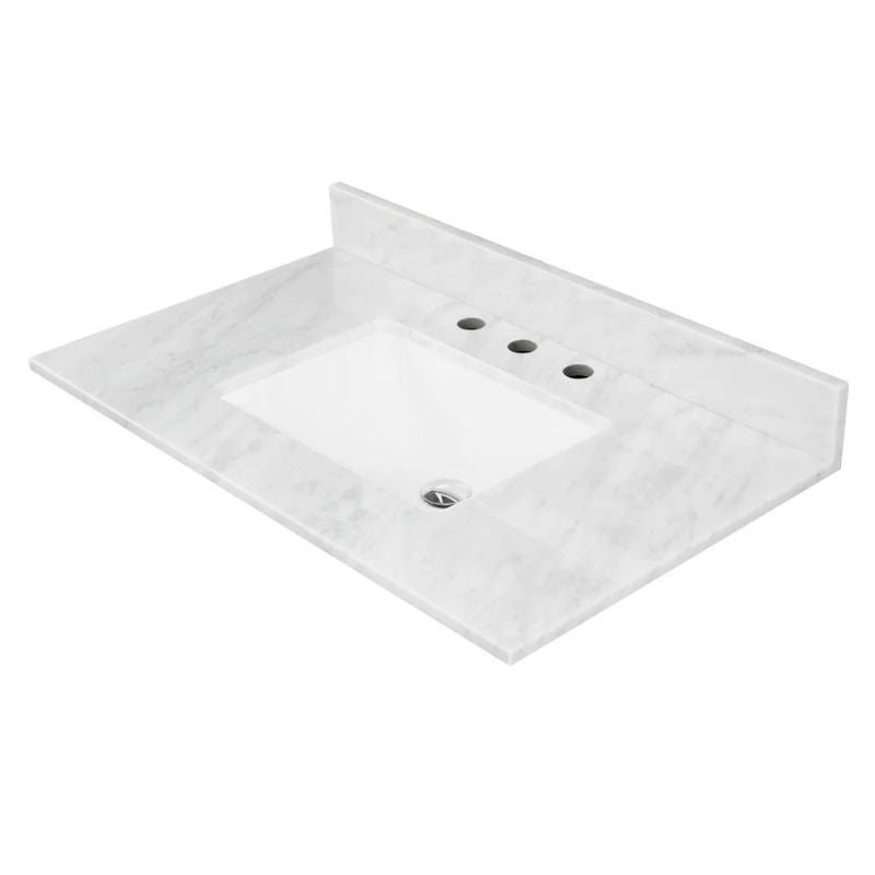 Blossom White Carrara Marble Countertop with Undermount Sink - Quality Home Distribution