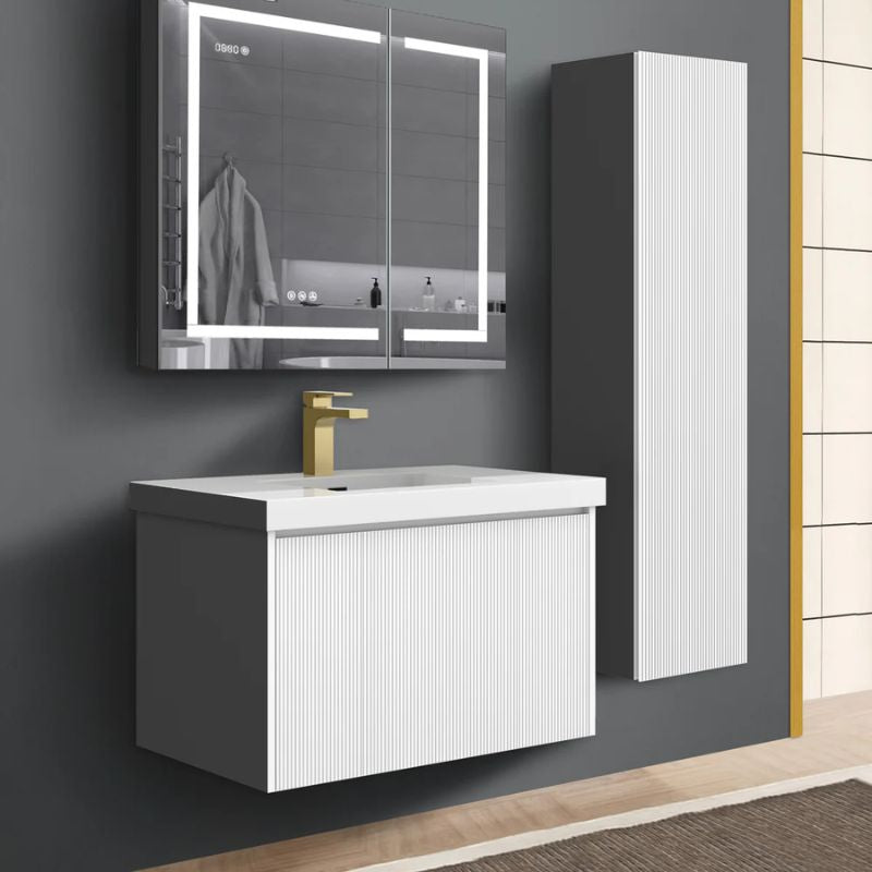 Blossom Positano 12" Wall-Mounted Side Cabinet – Slim Bathroom Linen Tower with Soft-Close Door - Quality Home Distribution