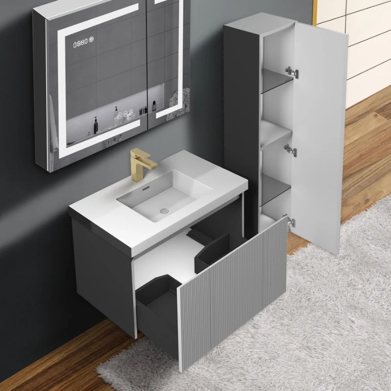 Blossom Positano 12" Wall-Mounted Side Cabinet – Slim Bathroom Linen Tower with Soft-Close Door - Quality Home Distribution