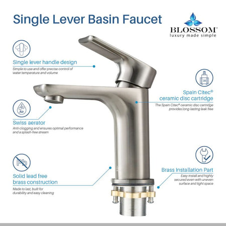 Blossom F01-120 Single Handle Bathroom Faucet - 4-Piece Value Bundle - Quality Home Distribution