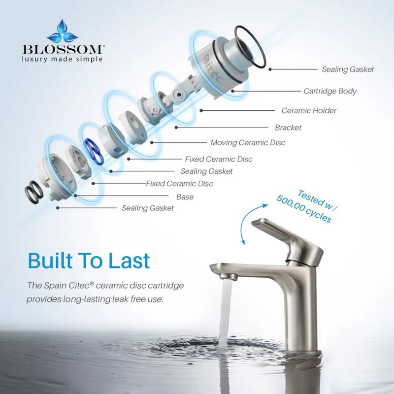 Blossom F01-120 Single Handle Bathroom Faucet - 4-Piece Value Bundle - Quality Home Distribution