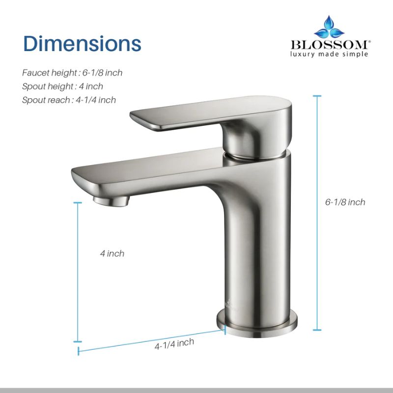 Blossom F01-120 Single Handle Bathroom Faucet - 4-Piece Value Bundle - Quality Home Distribution