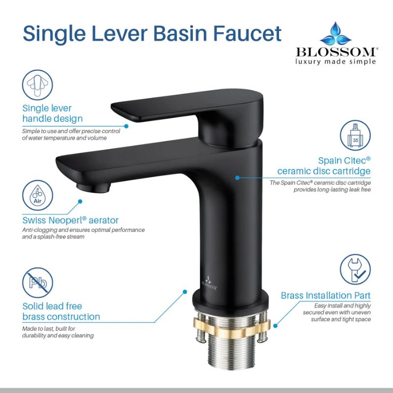 Blossom F01-120 Single Handle Bathroom Faucet - 4-Piece Value Bundle - Quality Home Distribution