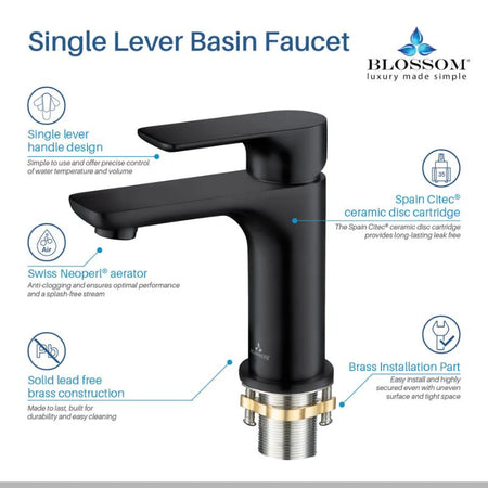 Blossom F01-120 Single Handle Bathroom Faucet - 4-Piece Value Bundle - Quality Home Distribution