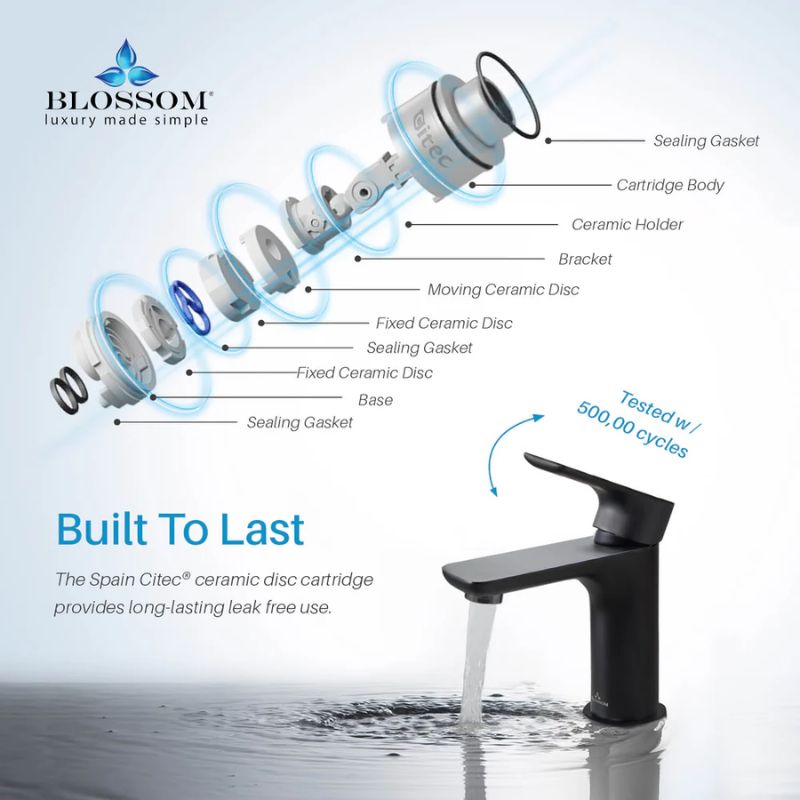 Blossom F01-120 Single Handle Bathroom Faucet - 4-Piece Value Bundle - Quality Home Distribution