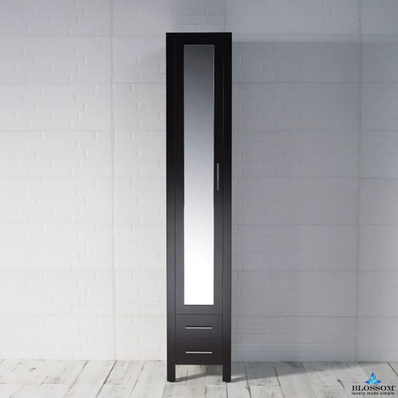 Blossom Sydney 15-Inch Modern Freestanding Linen Cabinet with Full-Length Mirror - Quality Home Distribution