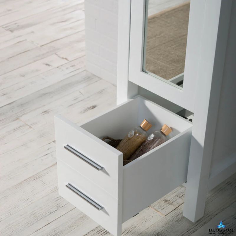 Blossom Sydney 15-Inch Modern Freestanding Linen Cabinet with Full-Length Mirror - Quality Home Distribution