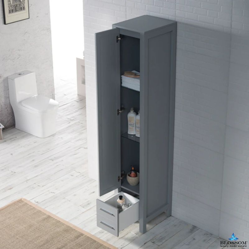 Blossom Sydney 15-Inch Modern Freestanding Linen Cabinet with Full-Length Mirror - Quality Home Distribution