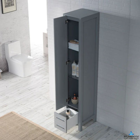 Blossom Sydney 15-Inch Modern Freestanding Linen Cabinet with Full-Length Mirror - Quality Home Distribution