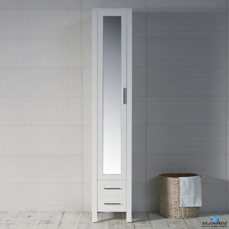 Blossom Sydney 15-Inch Modern Freestanding Linen Cabinet with Full-Length Mirror - Quality Home Distribution