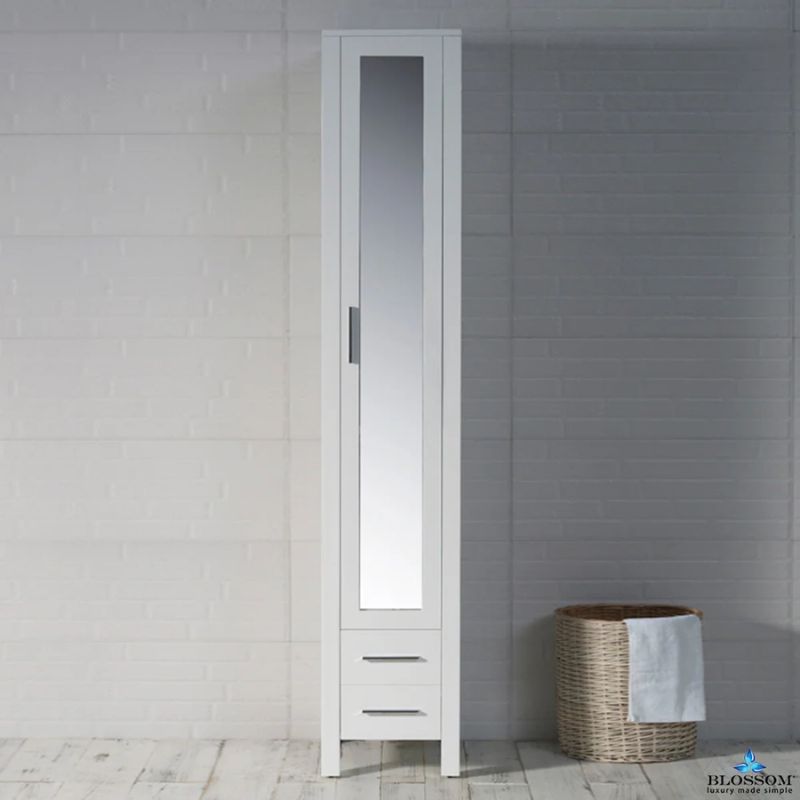 Blossom Sydney 15-Inch Modern Freestanding Linen Cabinet with Full-Length Mirror - Quality Home Distribution