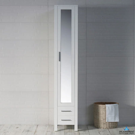 Blossom Sydney 15-Inch Modern Freestanding Linen Cabinet with Full-Length Mirror - Quality Home Distribution