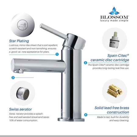 Blossom F01-116 Single Handle Bathroom Vanity Faucet - Quality Home Distribution