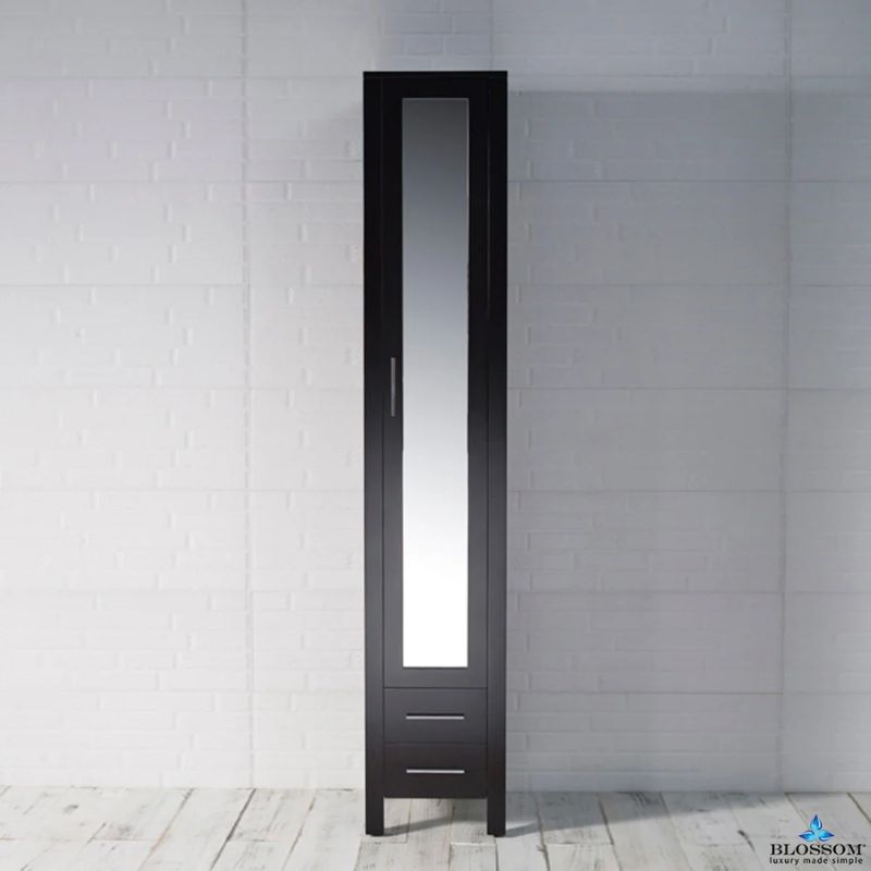 Blossom Sydney 15-Inch Modern Freestanding Linen Cabinet with Full-Length Mirror - Quality Home Distribution
