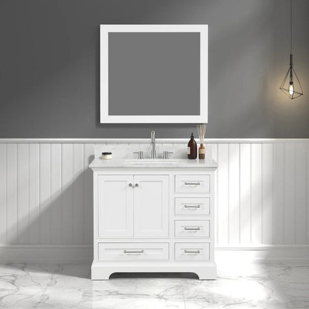 Blossom Copenhagen 027 Solid Wood Freestanding Vanity with Carrara Marble Top - Quality Home Distribution