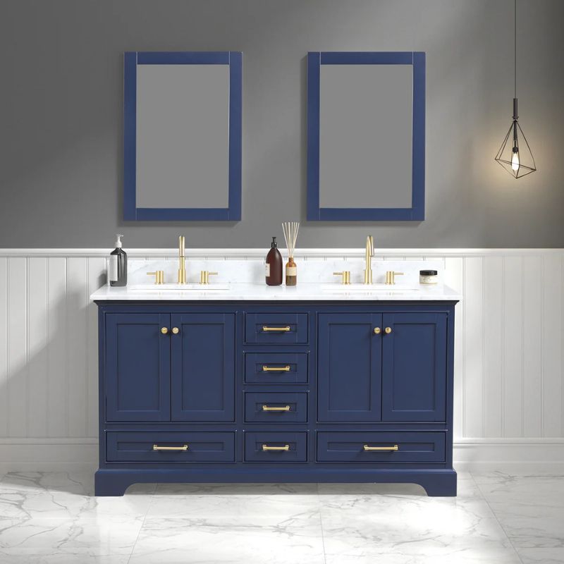 Blossom Copenhagen 027 Solid Wood Freestanding Vanity with Carrara Marble Top - Quality Home Distribution