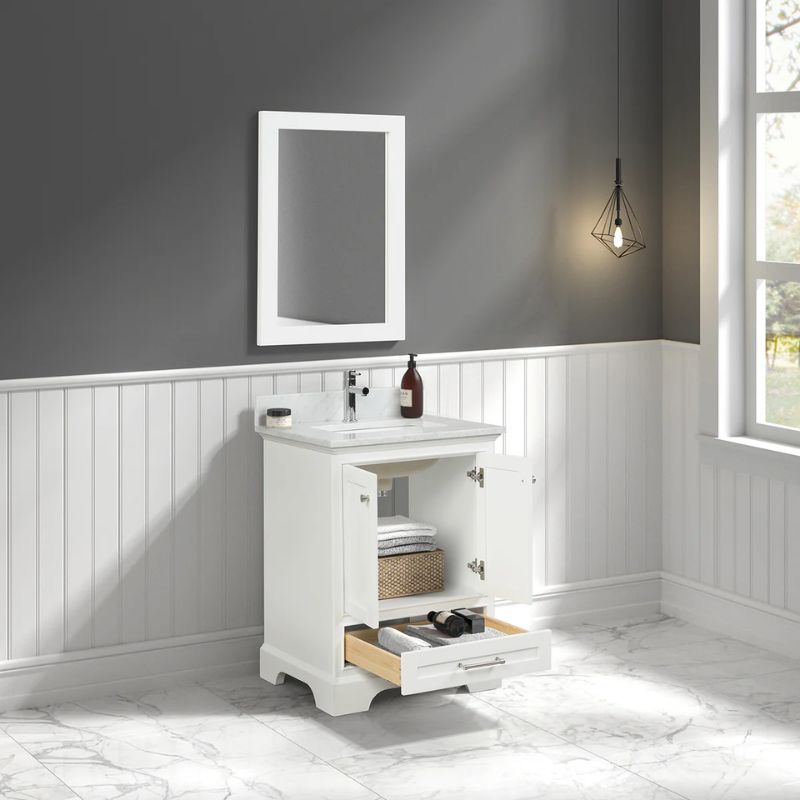 Blossom Copenhagen 027 Solid Wood Freestanding Vanity with Carrara Marble Top - Quality Home Distribution