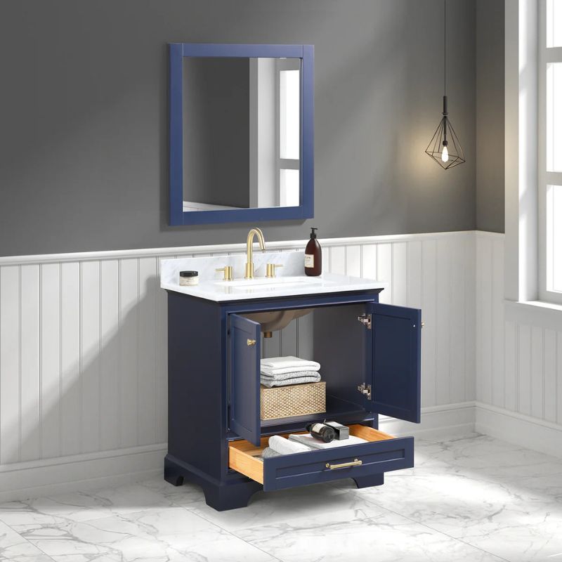 Blossom Copenhagen 027 Solid Wood Freestanding Vanity with Carrara Marble Top - Quality Home Distribution