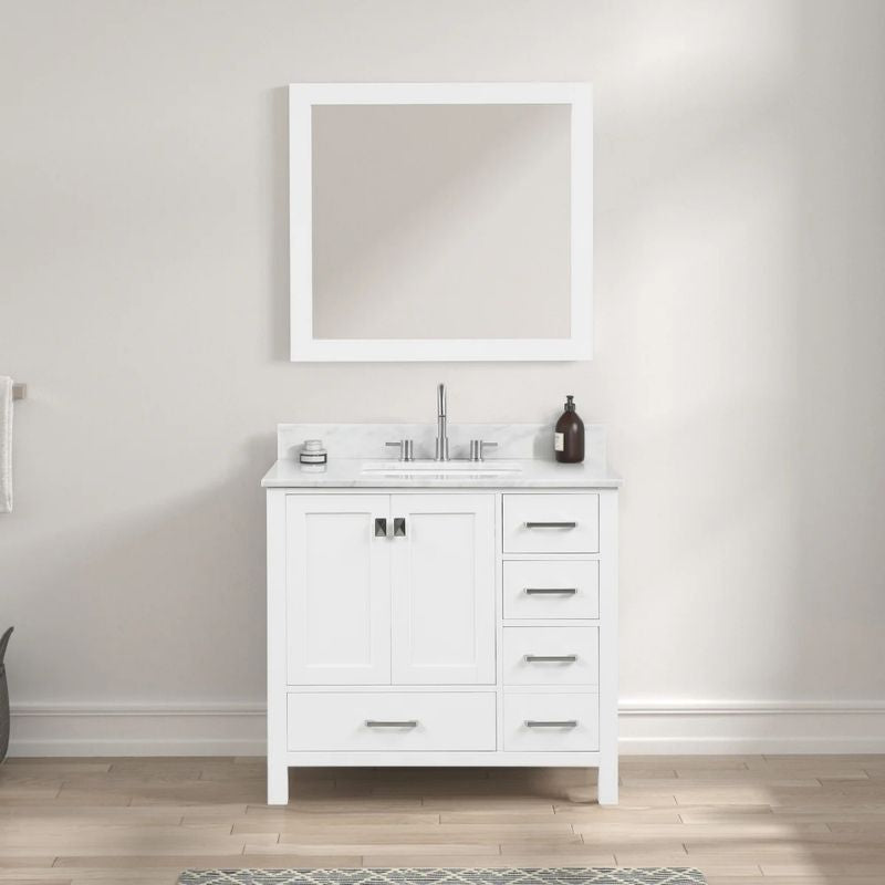 Blossom Geneva 026 Freestanding Solid Wood Vanity with Carrara Marble Top - Quality Home Distribution