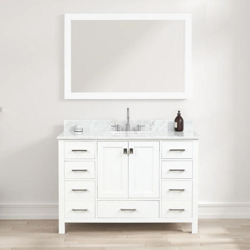 Blossom Geneva 026 Freestanding Solid Wood Vanity with Carrara Marble Top - Quality Home Distribution
