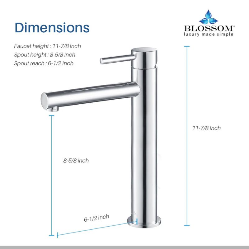 Blossom F01-117 Tall Single Handle Bathroom Vessel Faucet - Quality Home Distribution