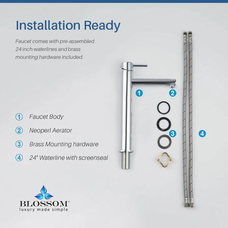 Blossom F01-117 Tall Single Handle Bathroom Vessel Faucet - Quality Home Distribution