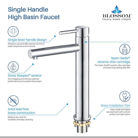 Blossom F01-117 Tall Single Handle Bathroom Vessel Faucet - Quality Home Distribution