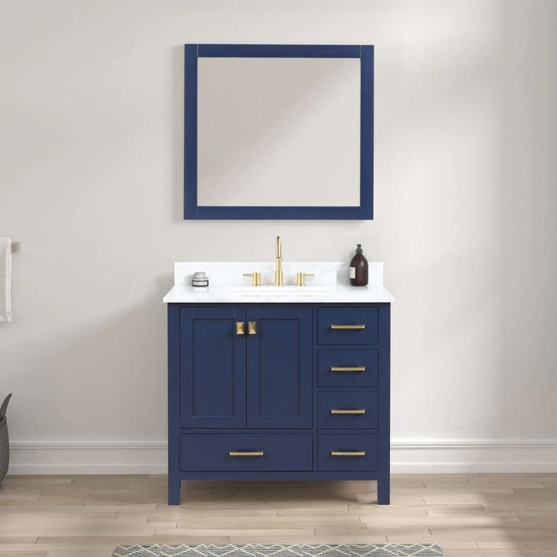 Blossom Geneva 026 Freestanding Solid Wood Vanity with Carrara Marble Top - Quality Home Distribution