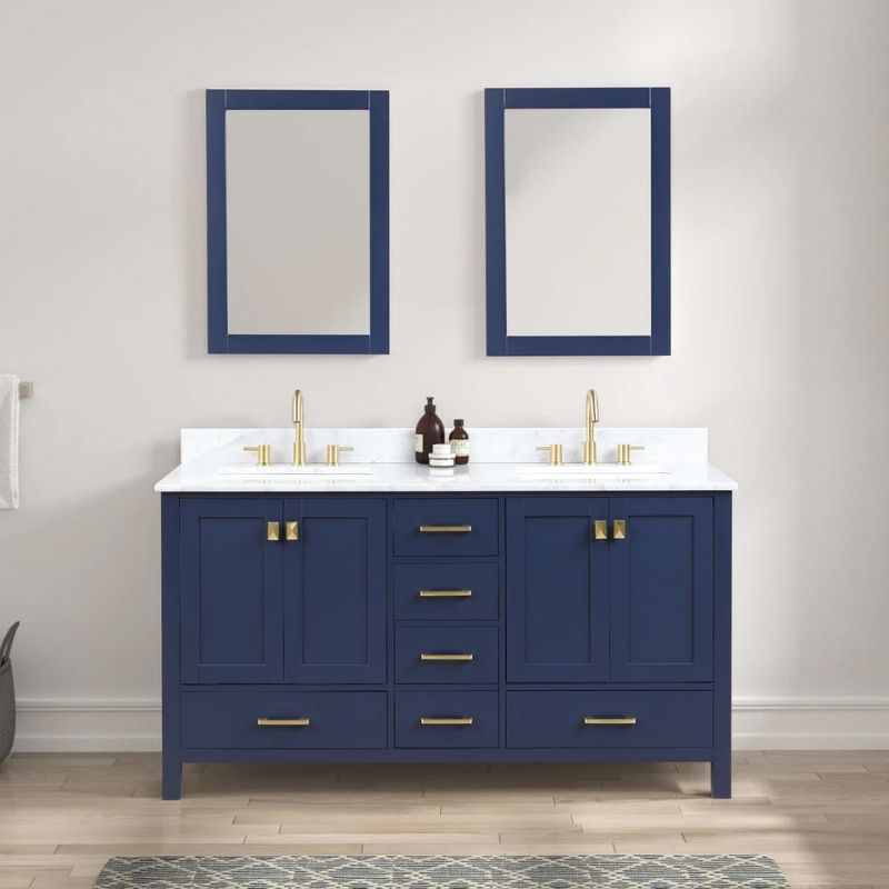 Blossom Geneva 026 Freestanding Solid Wood Vanity with Carrara Marble Top - Quality Home Distribution