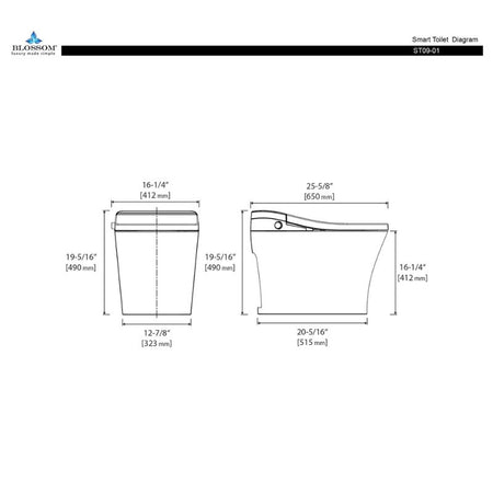 Blossom ST09-01 Luxury Intelligent Smart Toilet with Integrated Bidet and Heated Seat - Quality Home Distribution