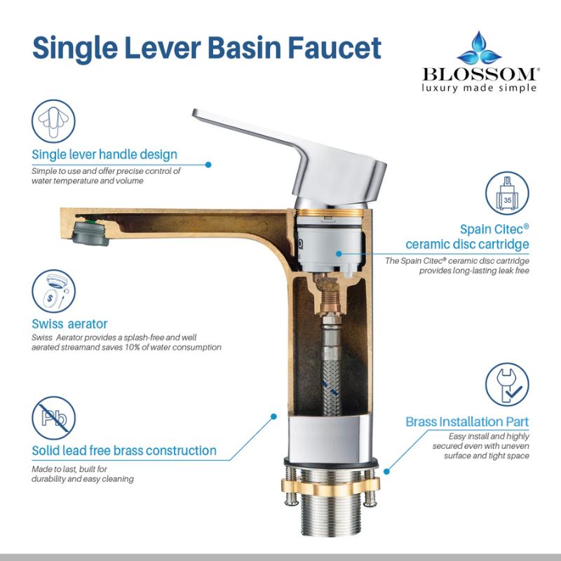 Blossom F01-118 Single Handle Bathroom Faucet - Quality Home Distribution