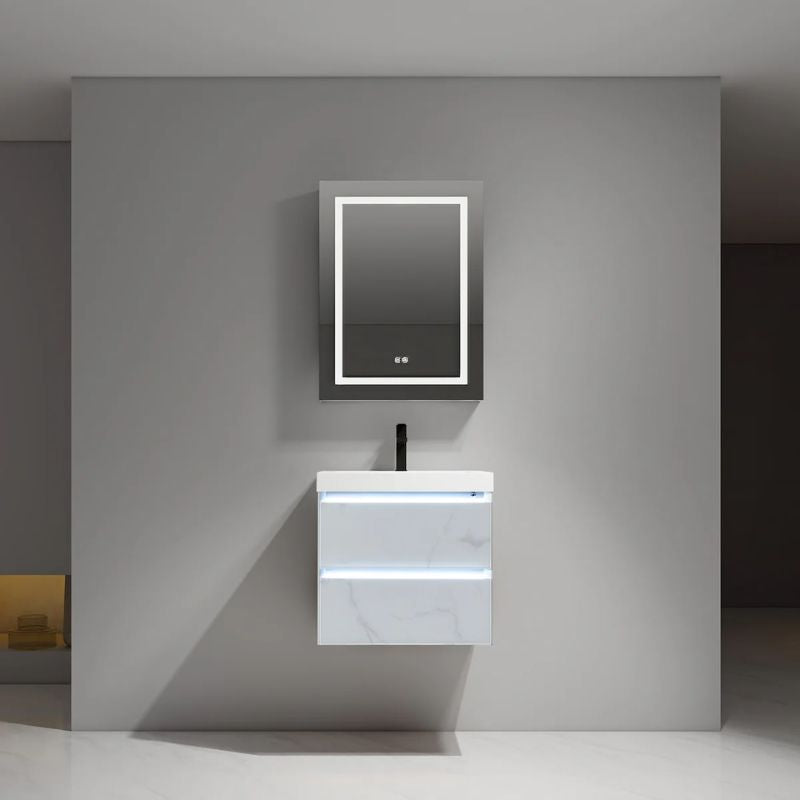 Blossom Jena 018 Wall-Mounted Modern Vanity with Integrated LED Lighting - Quality Home Distribution