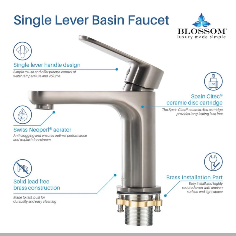Blossom F01-119 Single Handle Bathroom Faucet – 4-Piece Contractor Value Pack - Quality Home Distribution