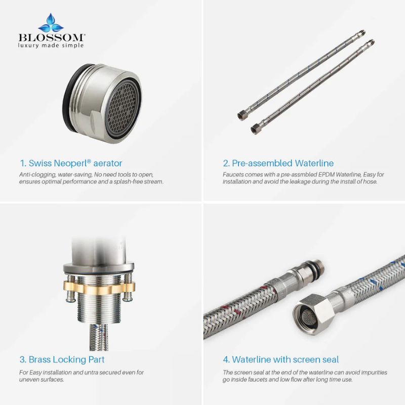 Blossom F01-119 Single Handle Bathroom Faucet – 4-Piece Contractor Value Pack - Quality Home Distribution