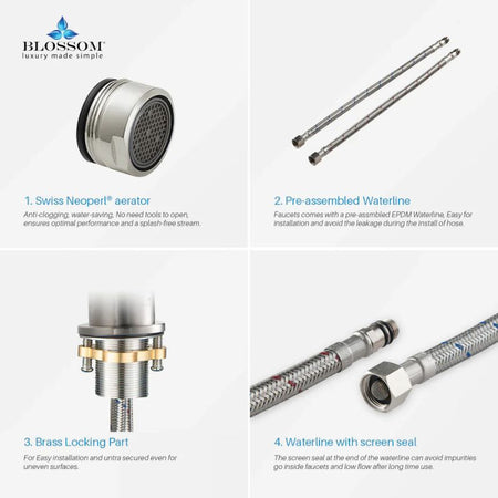Blossom F01-119 Single Handle Bathroom Faucet – 4-Piece Contractor Value Pack - Quality Home Distribution