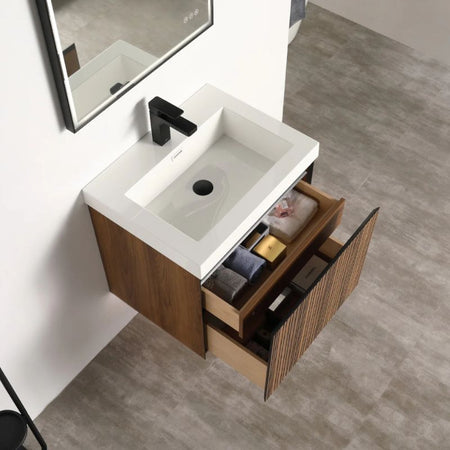 Blossom Lille 043 Wall-Mounted Vanity with Dual LED Lighting & Hidden Drawer - Quality Home Distribution