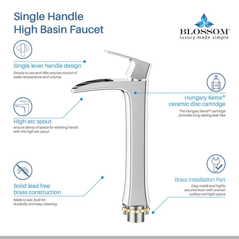 Blossom F01-305 Single Handle Bathroom Faucet – 4-Piece Contractor Value Pack - Quality Home Distribution