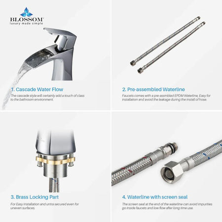 Blossom F01-305 Single Handle Bathroom Faucet – 4-Piece Contractor Value Pack - Quality Home Distribution