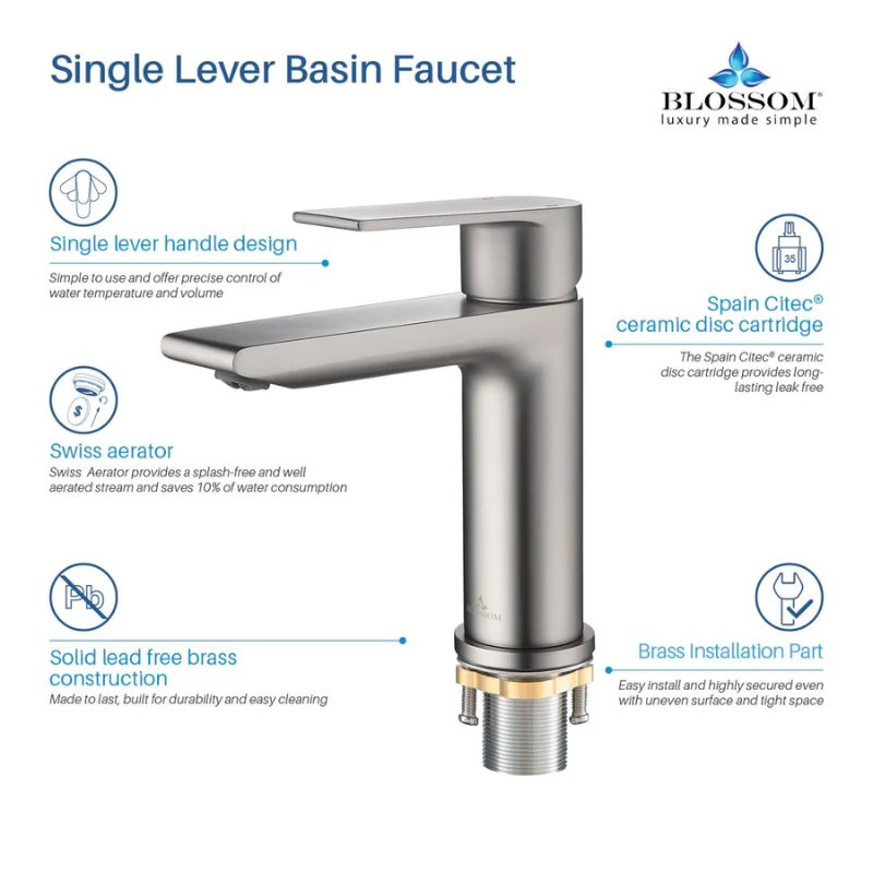 Blossom F1-102 Single Handle Bathroom Vanity Faucet - Quality Home Distribution